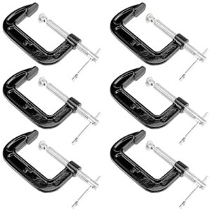 mukchap 6 pcs 3 inch c-clamp, small c clamps, mini g clamps for woodworking or metal workpiece, black