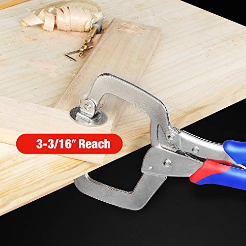 WORKPRO 11" Face Clamp, Locking C-Clamp, Metal Pocket Hole Clamp for Woodworking and Jig Pocket Hole