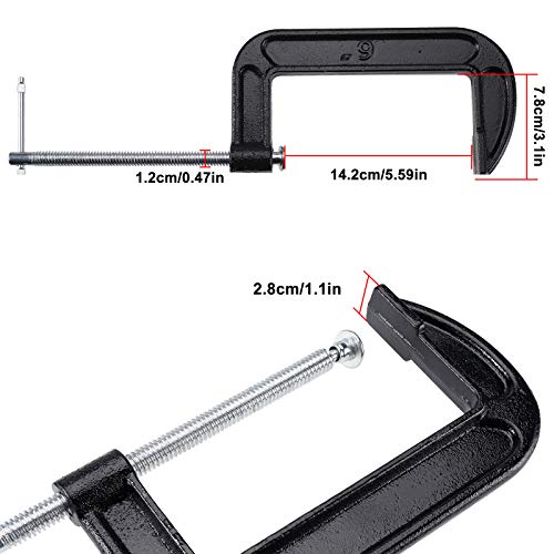 Tysun 4 Pcs 6 Inch C Clamp Set, Up to 6 Inch Jaw Opening, 2-5/8 Inch Throat Depth Heavy Duty C-Clamps for Woodworking Welding and Building