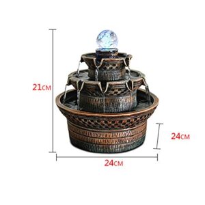 Indoor Waterfall Fountain Tabletop Fountains with LED Lights, Lighted Illuminated Waterfall Indoor Relaxation Fountains for Home Office Decor (Cascade Style 3)