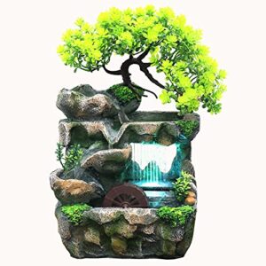 amavip rockery stream tabletop fountain, zen meditation indoor waterfall feature with automatic pump, for home office bedroom desk decoration (style 2)