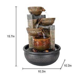 Hamiedun Tabletop Water Fountains Indoor Waterfall and Calming Water Sound Relaxation Desktop Fountain，The for Office, Room Decoration, Portable Feng Shui Fountain Indoor and Outdoor (15.7iches)