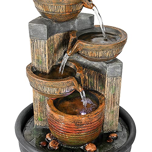 Hamiedun Tabletop Water Fountains Indoor Waterfall and Calming Water Sound Relaxation Desktop Fountain，The for Office, Room Decoration, Portable Feng Shui Fountain Indoor and Outdoor (15.7iches)