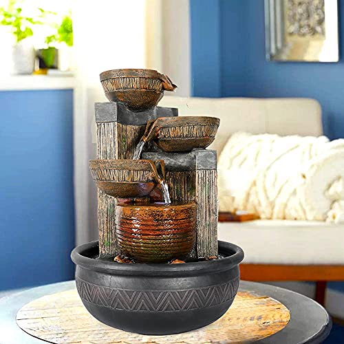 Hamiedun Tabletop Water Fountains Indoor Waterfall and Calming Water Sound Relaxation Desktop Fountain，The for Office, Room Decoration, Portable Feng Shui Fountain Indoor and Outdoor (15.7iches)