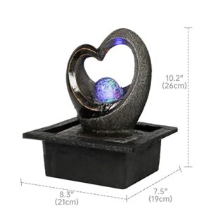 Ferrisland Tabletop Water Garden Zen Fountain with LED Light, Fountain Fengshui Indoor Decoration – Zen Meditation Tabletop Decorative Waterfall Kit with Submersible Pump for Office and Home Decor