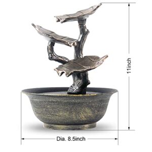 Indoor Water Fountain - 3 Tier Lotus Leaf Tabletop Fountain, Relaxation Min Waterfall for Room Decoration