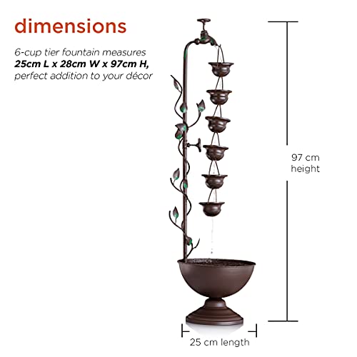 Alpine Corporation 38" Tall Indoor/Outdoor Hanging 6-Cup Tiered Floor Water Fountain, Bronze