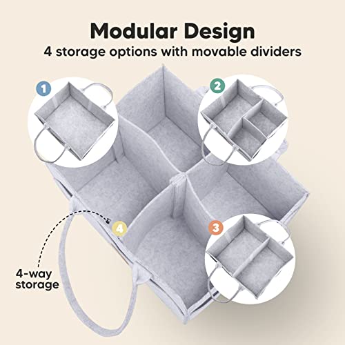 KeaBabies Baby Diaper Caddy Organizer - Large Baby Organizer - Diaper Organizer For Changing Table - Storage Caddy - Changing Table Organizer For Baby Boy, Girl - Nursery Organizer (Classic Gray)