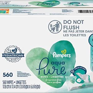 Pampers Aqua Pure Sensitive Baby Wipes 10X Pop-Top 560 Count