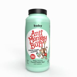 anti monkey butt baby powder with calamine, prevents diaper rash and absorbs moisture, talc free, 6 ounces