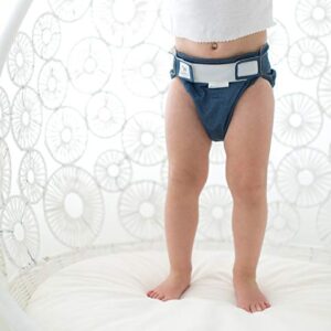 SmartNappy Blue Jeans by Amazing Baby, NextGen Hybrid Cloth Diaper Cover + 1 Tri-fold Reusable Insert + 1 Reusable Booster, Denim, Size 4, 22-40 lbs