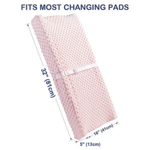 Changing Pad Cover, AceMommy Ultra Soft Minky Dots Plush Changing Table Covers Breathable Changing Table Sheets Wipeable Diaper Changing Pad Cover for Infants Baby Girl Pink/Grey (2 Pack)