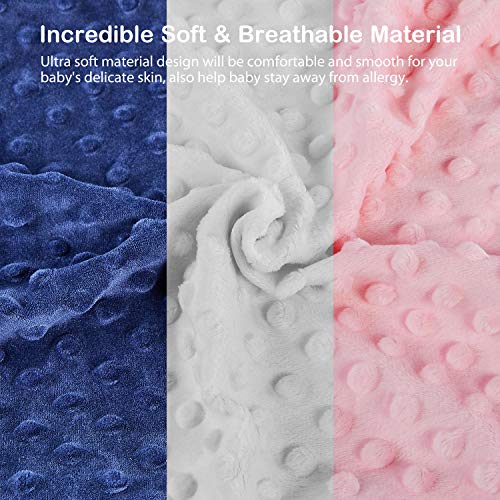 Changing Pad Cover, AceMommy Ultra Soft Minky Dots Plush Changing Table Covers Breathable Changing Table Sheets Wipeable Diaper Changing Pad Cover for Infants Baby Girl Pink/Grey (2 Pack)