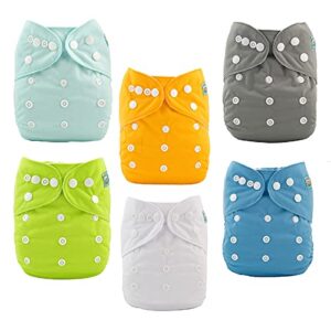 ALVABABY Baby Cloth Diapers One Size Adjustable Washable Reusable for Baby Girls and Boys 6 Pack with 12 Inserts 6BM98