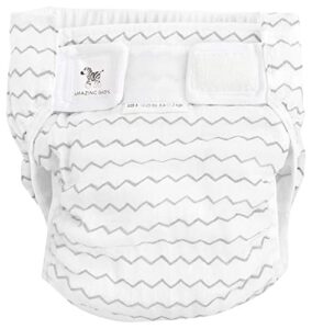 smartnappy cotton muslin by amazing baby, nextgen hybrid cloth diaper cover + 1 tri-fold reusable insert + 1 reusable booster, mini chevron, gray, size 3, 12-25 lbs
