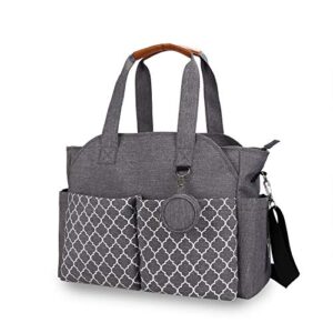 diaper bag tote with changing station upgrade multi-function baby bag with adjustable shoulder strap insulated pockets (gray)