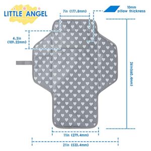 Baby Portable Changing Pad Travel - Waterproof Compact Diaper Changing Mat with Built-in Pillow - Lightweight & Foldable Changing Station, Newborn Shower Gifts