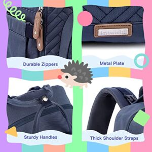 iniuniu Diaper Bag Backpack, 4 in 1 kit Large Unisex Baby Bags for Boys Girls, Waterproof Travel Back Pack with Diaper Pouch, Washable Changing Pad, Pacifier Case and Stroller Straps, Navy Blue