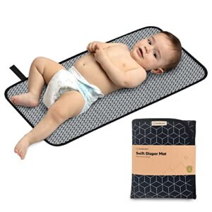 portable diaper changing pad – waterproof foldable baby changing mat – travel diaper change mat – lightweight changing pads for baby – baby changer – machine washable (black geo)