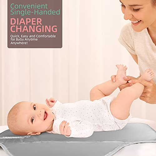 Portable Diaper Changing Pad for Baby, Detachable Travel Changing Pad with Baby Wipes Pocket, Gifts for Baby Shower, Newborn Girls and Boys (Grey)