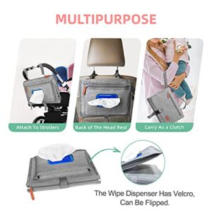 Portable Diaper Changing Pad for Baby, Detachable Travel Changing Pad with Baby Wipes Pocket, Gifts for Baby Shower, Newborn Girls and Boys (Grey)