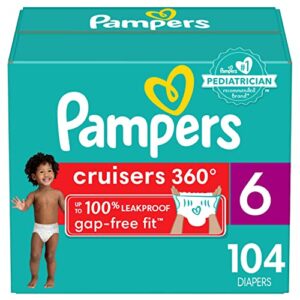 diapers size 6, 104 count – pampers pull on cruisers 360° fit disposable baby diapers with stretchy waistband, (packaging & prints may vary)