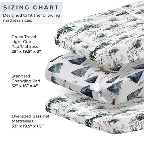 Pobi Baby - 2 Pack Premium Quality Changing Pad Cover - Ultra-Soft Cotton Blend, Stylish Animal Woodland Pattern, Safe and Snug for Baby (Magical)