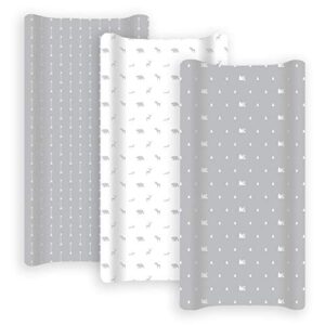grow wild changing pad cover 3 pack | soft & stretchy jersey cotton | baby changing table pad cover | gray diaper changing pad covers for girls or boys | wipeable sheets | grey white woodland