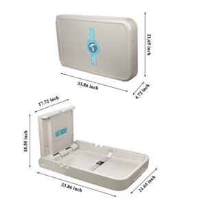 Modundry Baby Changing Diaper Station - Vertical Wall Mounted, Sturdy & Durable- with Safety Straps for Commercial Restrooms(White Granite)