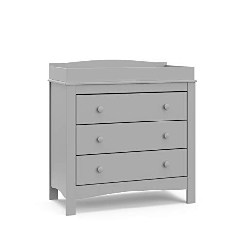 Graco Noah 3 Drawer Chest with Changing Topper, Baby and Kids Dresser, Universal Design for Children's Bedroom, Pebble Gray