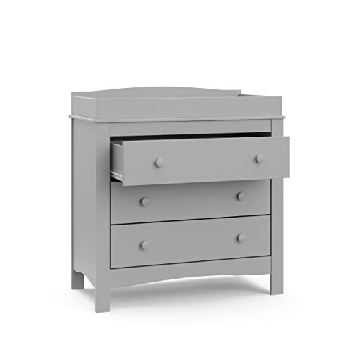 Graco Noah 3 Drawer Chest with Changing Topper, Baby and Kids Dresser, Universal Design for Children's Bedroom, Pebble Gray