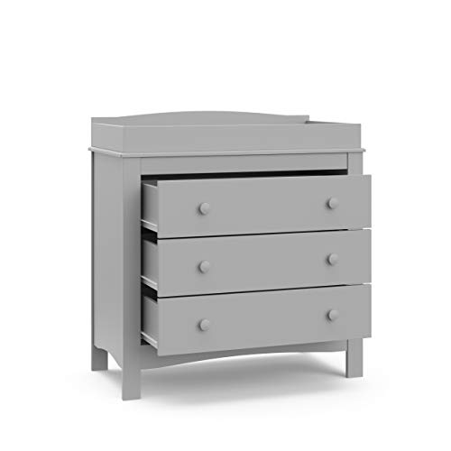 Graco Noah 3 Drawer Chest with Changing Topper, Baby and Kids Dresser, Universal Design for Children's Bedroom, Pebble Gray