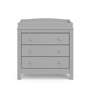 Graco Noah 3 Drawer Chest with Changing Topper, Baby and Kids Dresser, Universal Design for Children's Bedroom, Pebble Gray