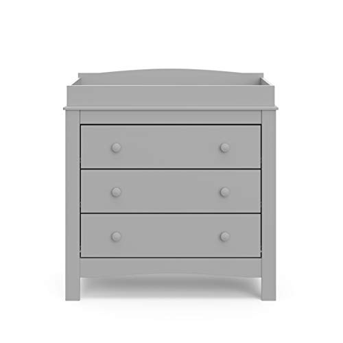 Graco Noah 3 Drawer Chest with Changing Topper, Baby and Kids Dresser, Universal Design for Children's Bedroom, Pebble Gray