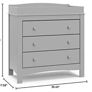 Graco Noah 3 Drawer Chest with Changing Topper, Baby and Kids Dresser, Universal Design for Children's Bedroom, Pebble Gray