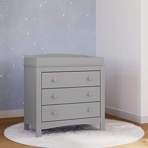 Graco Noah 3 Drawer Chest with Changing Topper, Baby and Kids Dresser, Universal Design for Children's Bedroom, Pebble Gray