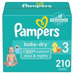 diapers size 3, 210 count – pampers baby dry disposable baby diapers (packaging & prints may vary)