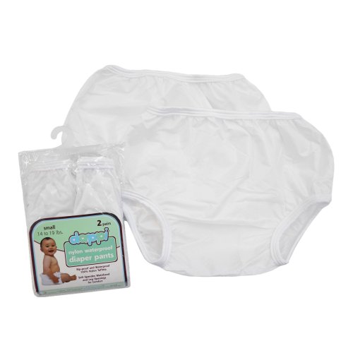 Dappi Waterproof 100% Nylon Diaper Pants, White, Small (2 Count)