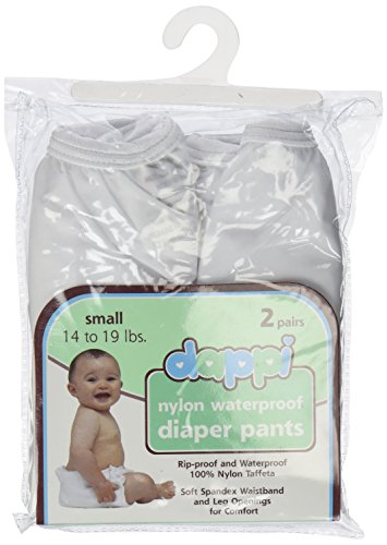 Dappi Waterproof 100% Nylon Diaper Pants, White, Small (2 Count)