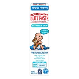 boudreaux’s butt paste for sensitive skin diaper rash cream, ointment for baby, 4 oz tube