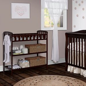 Dream On Me Emily Changing Table In Espresso, Comes With 1" Changing Pad, Features Two Shelves, Portable Changing Station, Made Of Sustainable New Zealand Pinewood