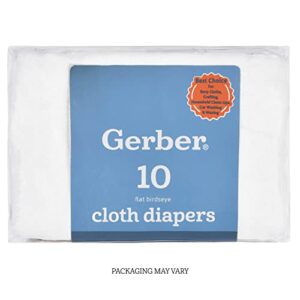 Gerber Birdseye Flatfold Cloth Diapers, White, 24x27 Inch (Pack of 10)