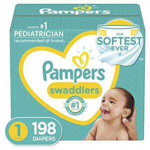 diapers size 1/newborn, 198 count – pampers swaddlers disposable baby diapers (packaging & prints may vary)