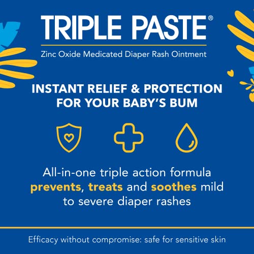 Triple Paste Diaper Rash Cream for Baby - 16 Oz Tub - Zinc Oxide Ointment Treats, Soothes and Prevents Diaper Rash - Pediatrician-Recommended Hypoallergenic Formula with Soothing Botanicals