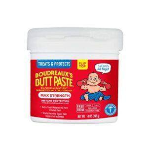 boudreaux’s butt paste maximum strength diaper rash cream, ointment for baby, 14 oz flip-top jar