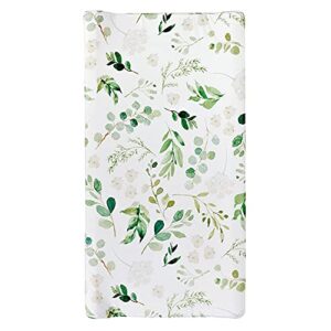 Baby Green Leaf Diaper Changing Pad Cover Cradle Mattress Sheets, Infant Stretchy Fabric Changing Table Cover Changing Mat Cover Baby Nursery Diaper Changing Pad Sheets 32''X 16'' (Green Leaves)