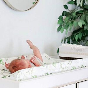 Baby Green Leaf Diaper Changing Pad Cover Cradle Mattress Sheets, Infant Stretchy Fabric Changing Table Cover Changing Mat Cover Baby Nursery Diaper Changing Pad Sheets 32''X 16'' (Green Leaves)