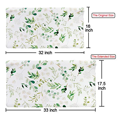 Baby Green Leaf Diaper Changing Pad Cover Cradle Mattress Sheets, Infant Stretchy Fabric Changing Table Cover Changing Mat Cover Baby Nursery Diaper Changing Pad Sheets 32''X 16'' (Green Leaves)