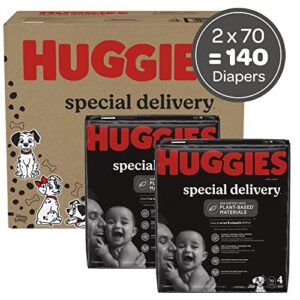 Hypoallergenic Baby Diapers Size 4 (22-37 lbs), Huggies Special Delivery, Fragrance Free, Safe for Sensitive Skin, 140 Ct