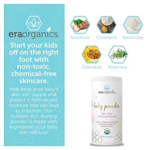 Era Organics Talc Free Baby Powder - USDA Organic Dusting Powder for Excess Moisture & Chafing That’s Actually Good for Your Skin- Non Toxic, Non-GMO, Cruelty Free Baby Skin Care